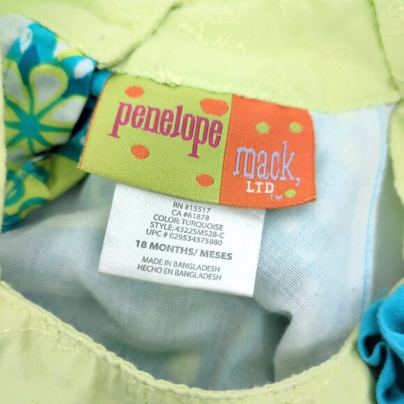 Penelope Mack Sun Dress‎ 18 Mos Cotton Heart Green and Blue Family Photo Church - Picture 6 of 8